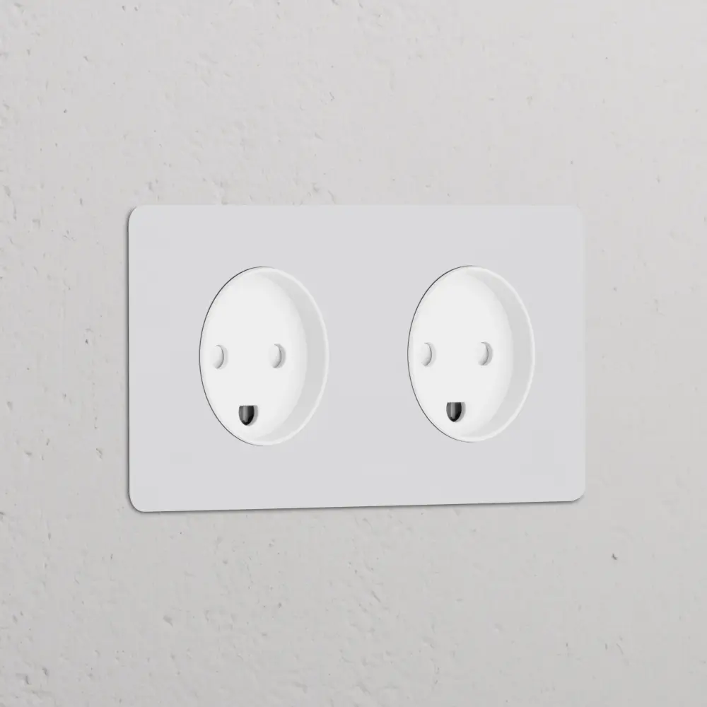 Kew Duplicate 2x Danish Type K Socket - Paintable | White
