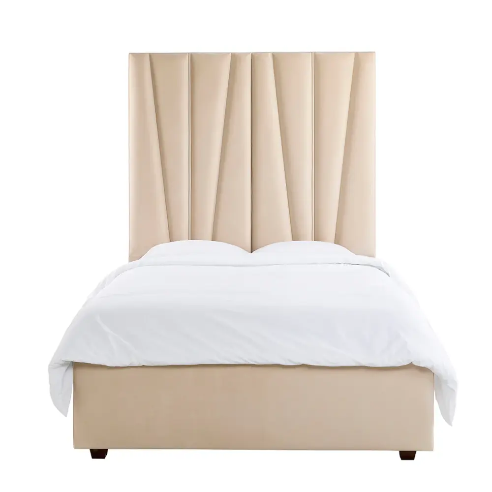 Alina Luxury Panelled Upholstered Bed - Cream