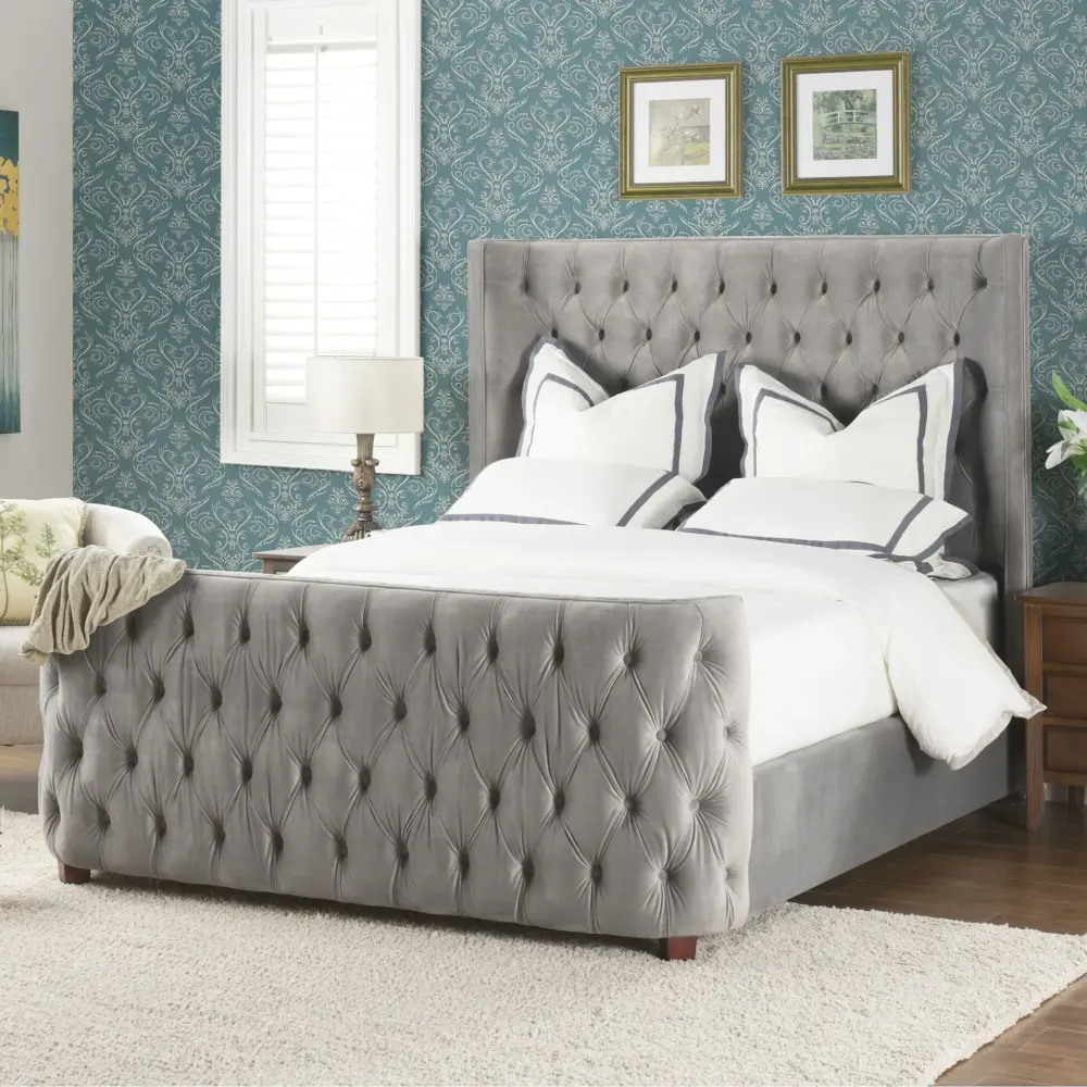 Brooklyn - Tufted Panel Bed Headboard And Footboard Adjust 14 Inch Height
