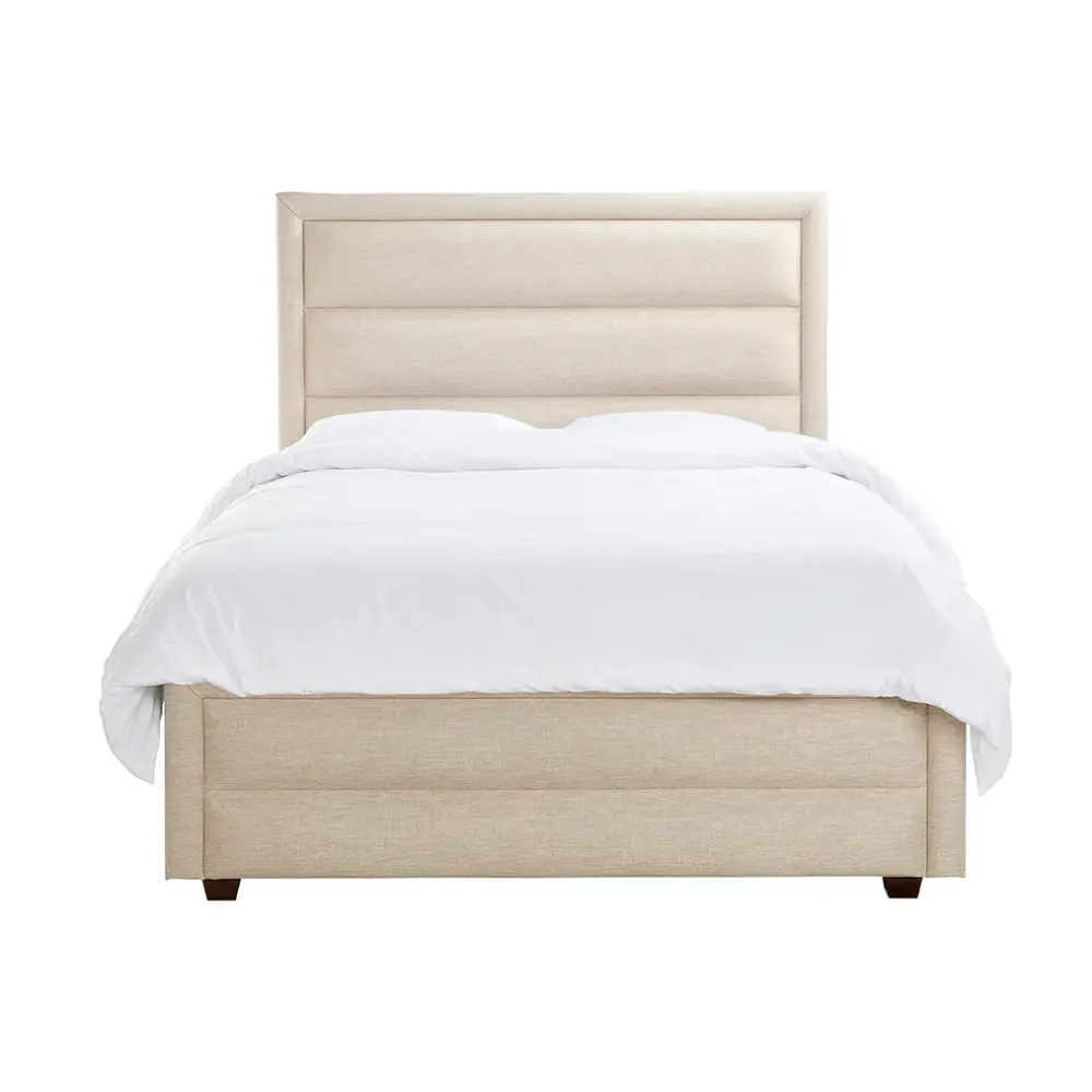 Camilla Luxury Panelled Upholstered Bed - Stone