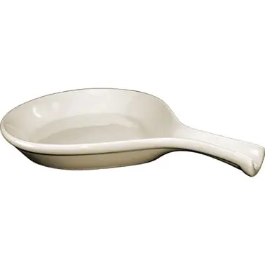 International Ribbed Tableware Bakeware Stoneware Serving Skillet (18oz), American Off-White, 8-1/8"D ( handle 11-1/2...