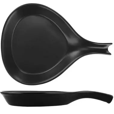 International Tableware Bakeware Stoneware Coal Black Serving Skillet (24oz), Black, 9-1/2'D (w/handle 13-1/4"D)...