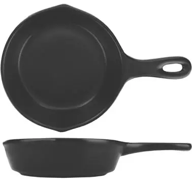 International Tableware Bakeware Stoneware Coal Onyx Serving Skillet Design 1 (10oz), Black, Quantity: 12 pieces, SK-8-B
