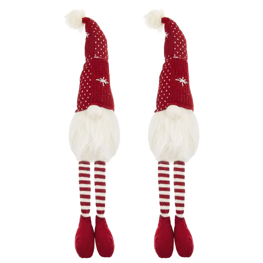 Christmas Gnomes Decorations, Christmas Table Home Ornaments Holiday Party Gifts (Set 2) - White / Cherry