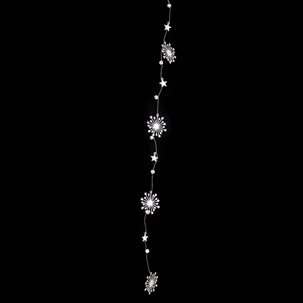 Garland 4 White Alloy Snowflakes, 39''