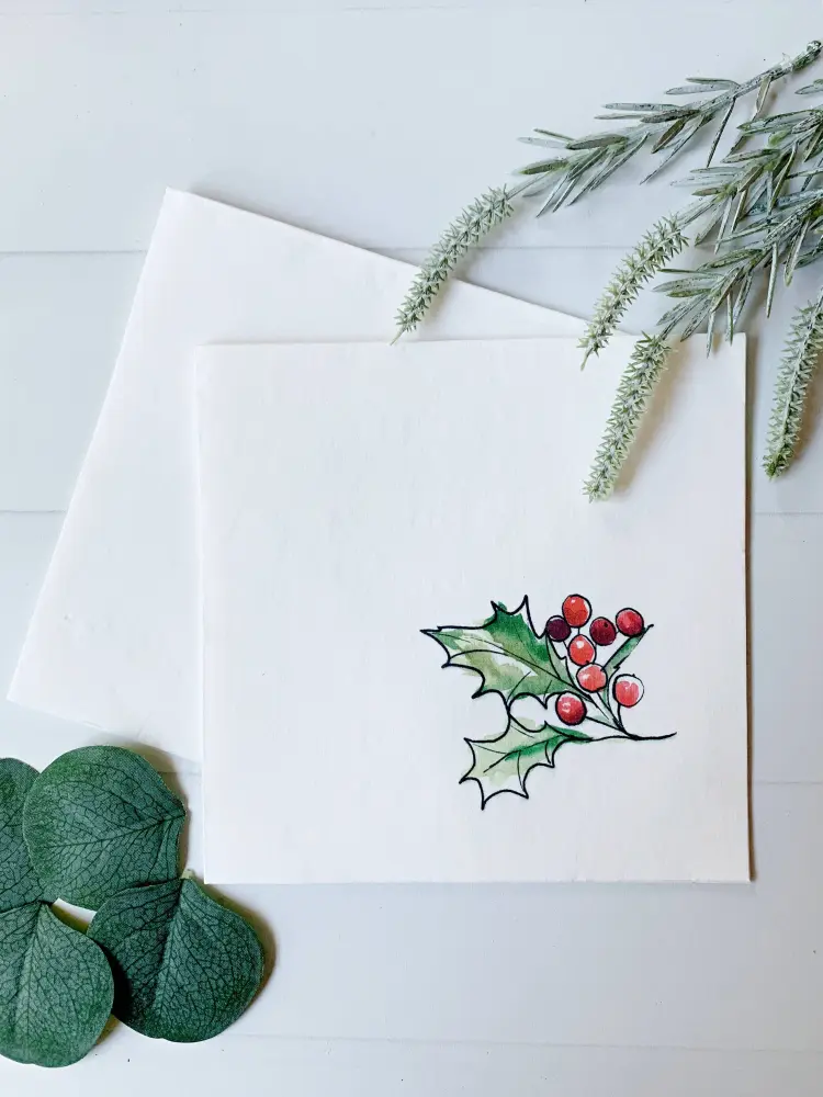 Holly Sprig Christmas Luncheon Napkins | Adjust 16