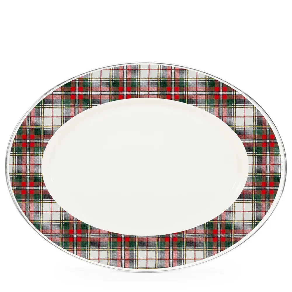 Premium Disposable Highland Plaid Oval Platter