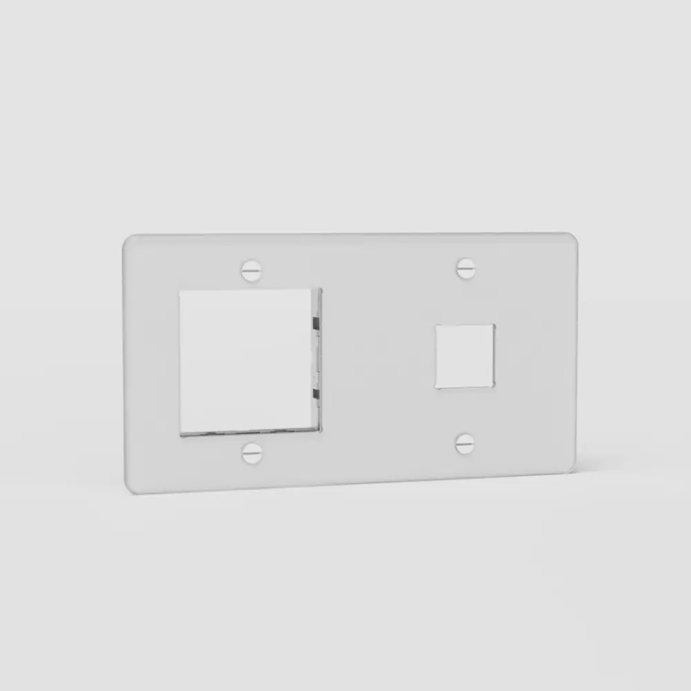 Kew Double 1x Keystone & 1x 45mm Module Plate - Glass-like | White