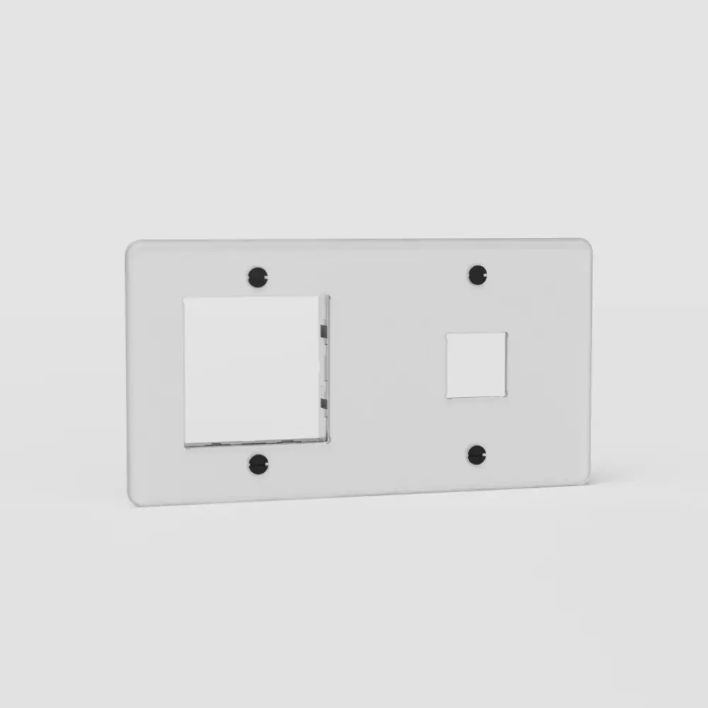 Kew Twofold 1x Keystone & 1x 45mm Module Plate - Clear | Black