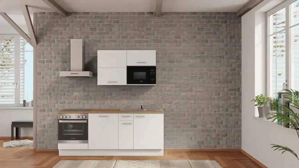 nobilia single kitchen Aachen 210 cm alpine white matte Provence oak oven