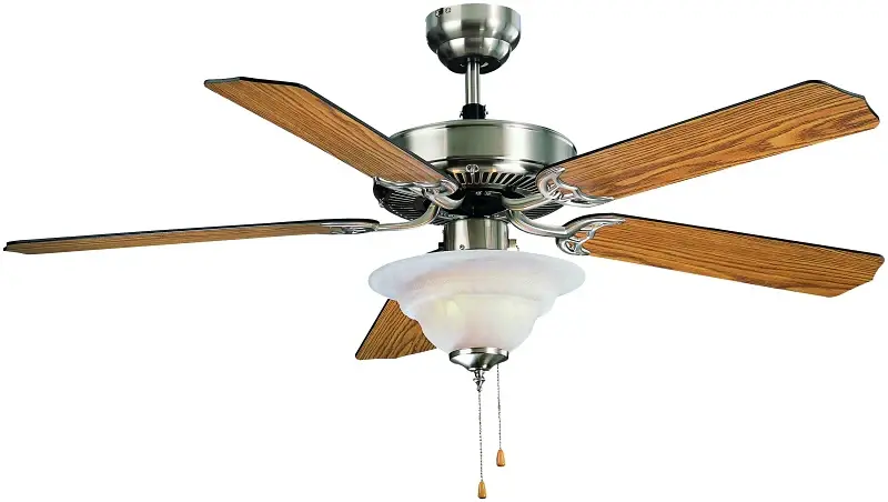 Boston Harbor CF-B552+1F242SN Ceiling Fan, 5-Blade, Black/Oak Blade, 52 Sweep, MDF Blade, 3-Speed