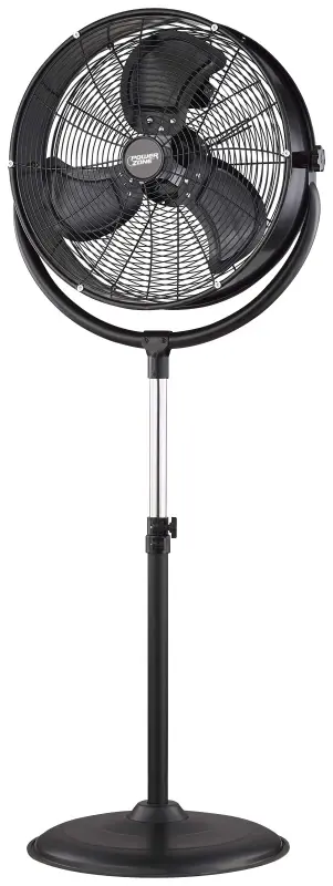 PowerZone FES50-T2 Pedestal Fan Drum/Stand, 120 V, 1.25 , 20 Dia Blade, 3-Blade, Alloy Blade, Black