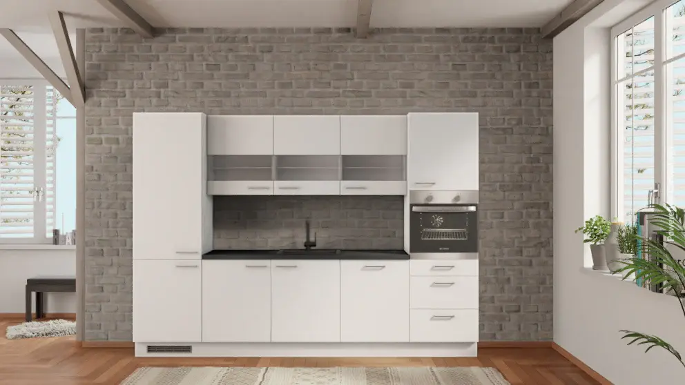 nobilia kitchen Dinslaken 300 cm ivory clearance concrete slate gray prices