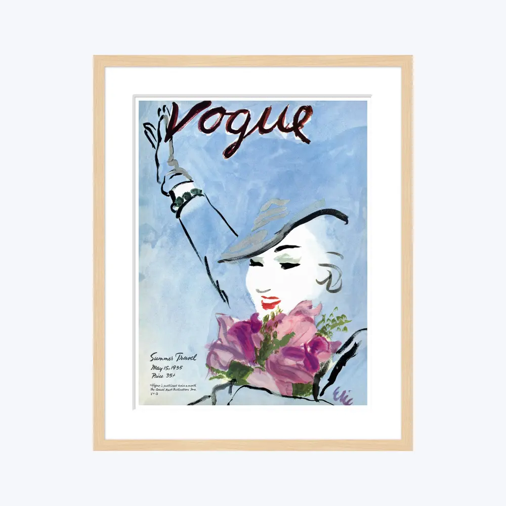 Vintage Vogue Cover, "Illustration Woman Holding Flowers", Carl Oscar August Erickson