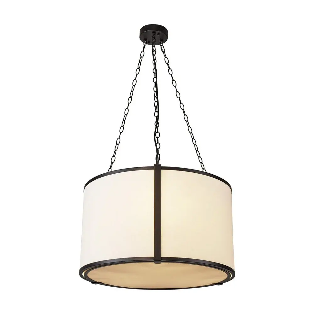Baltimore Pendant Lamp - Matt Charcoal & White Linen