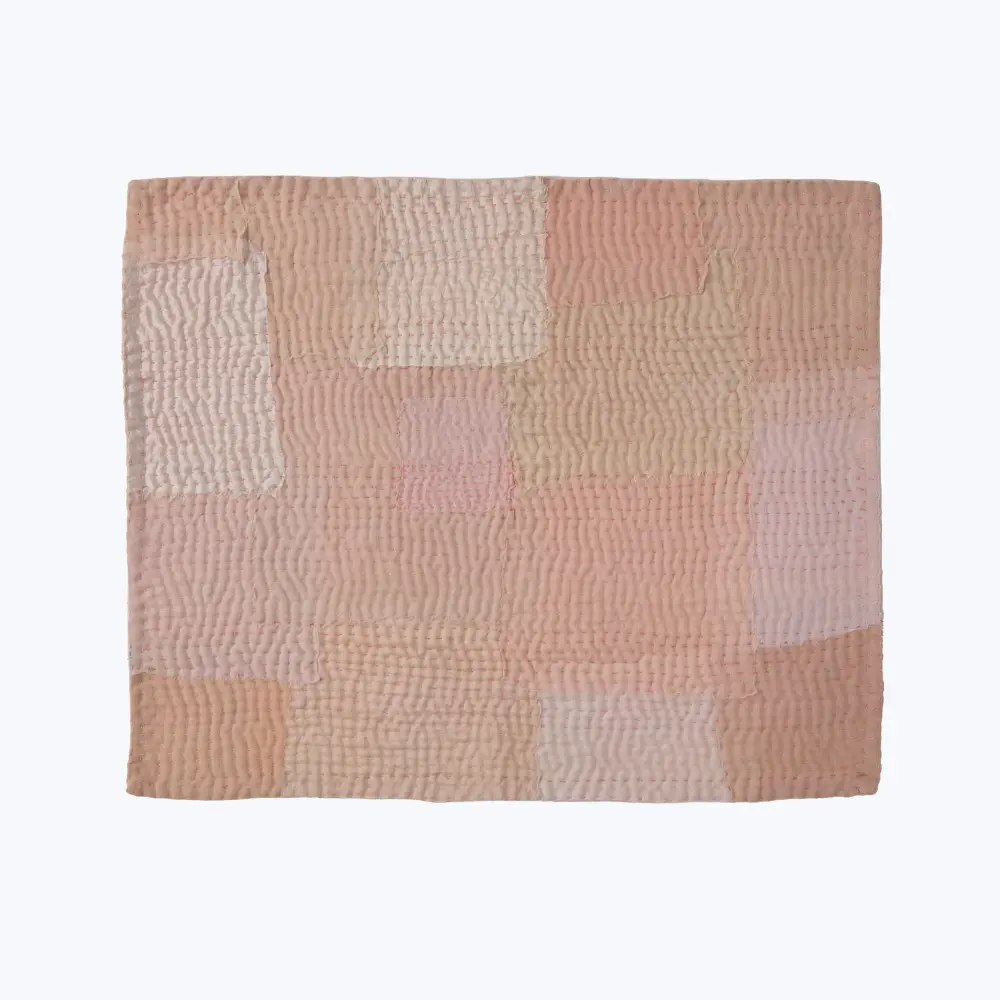 Linen Blend Shallot Mosaic Fray Handcrafted Vintage Kantha Placemat