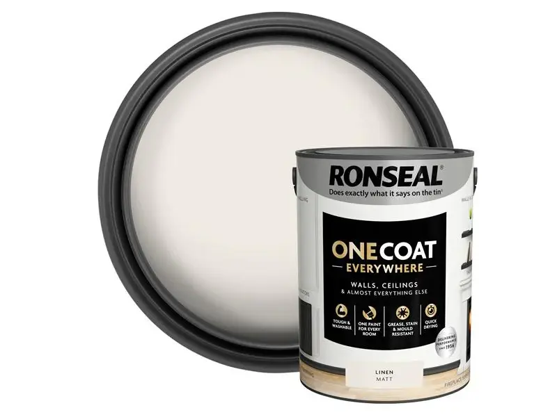 Ronseal One Coat Everywhere Interior Paint Flax Matt 5 litre