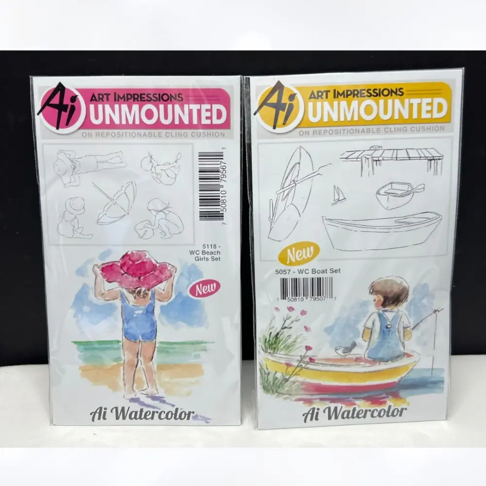 Art Impressions BEACH GIRLS & Boat Rubberized Stamps | Wall Art Decor