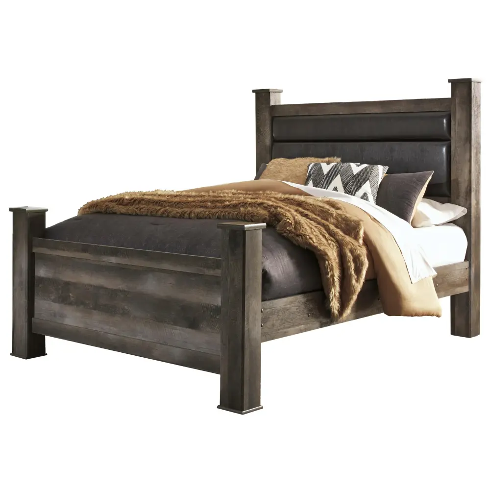 Diamond Modern Furniture Exclusive Design Wynnlow Queen Upholstered Poster Bed B440-67N/B440-64/B440-62/B440-98
