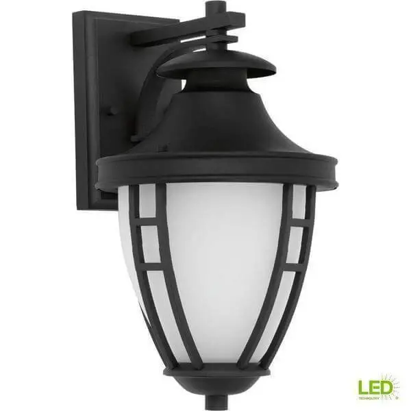 Fairview Collection 1-Light 14.2 . Outdoor Embossed Black LED Wall Lantern Damaged Box