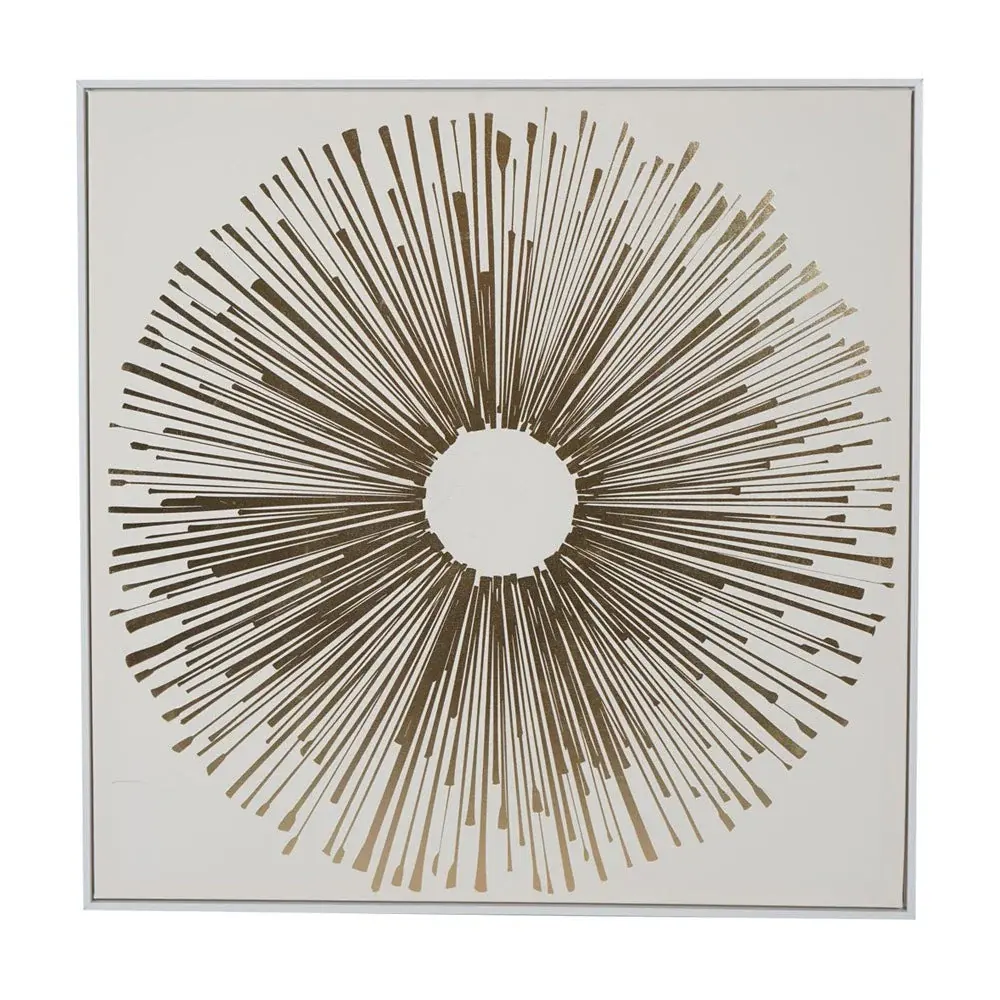 Foiled Sunburst Framed Duck cloth 100x100cm - Gold
