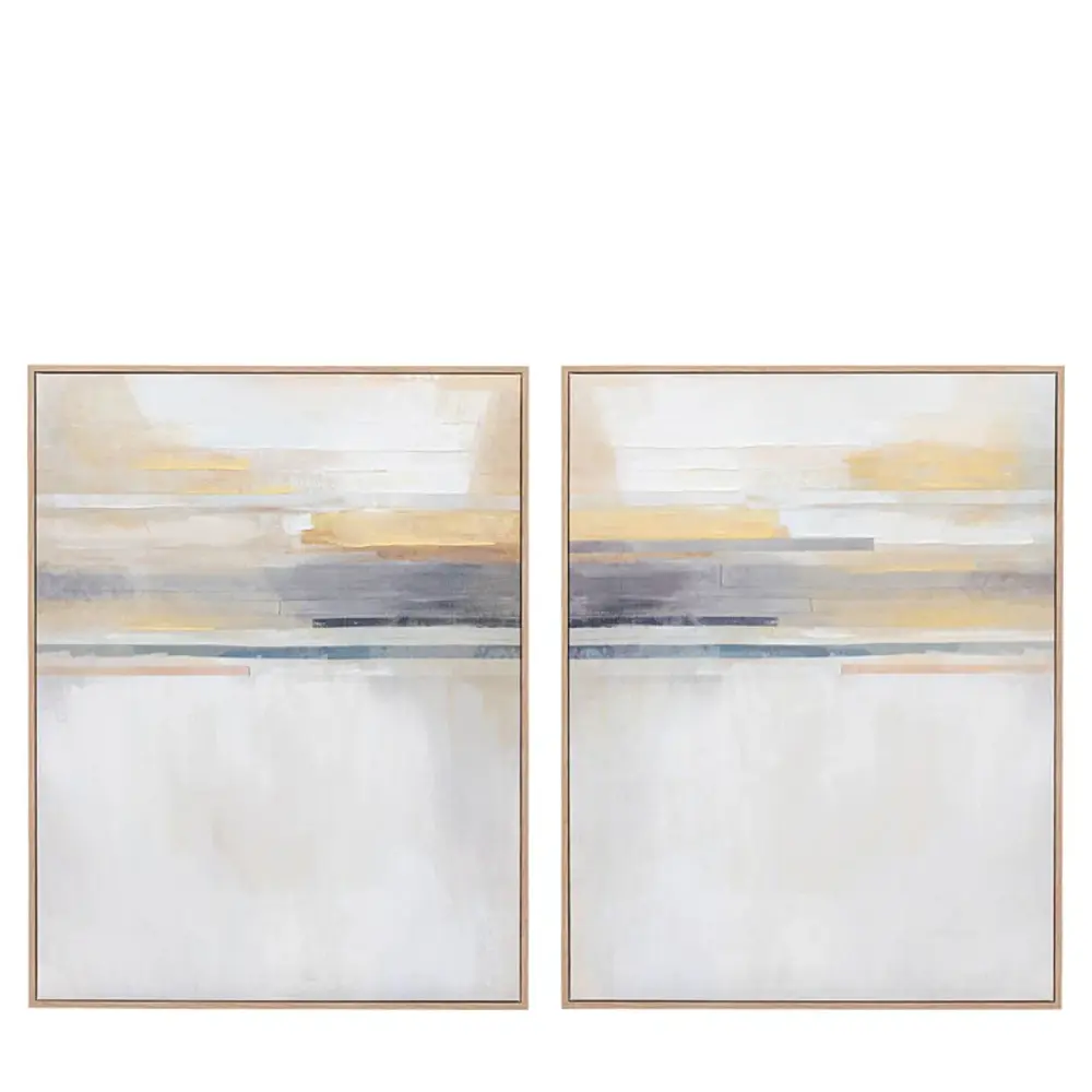 Modern Sunset Place 2 Framed Canvas - Light Wood Frame