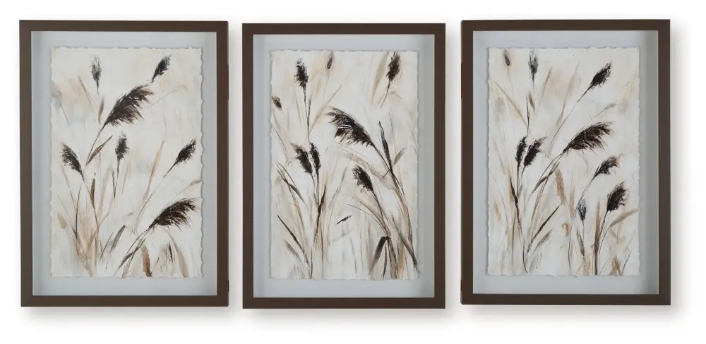 Premium Gallery Quality Honslow - Wall Art Set (Set 3) - Brown / Black / Snow