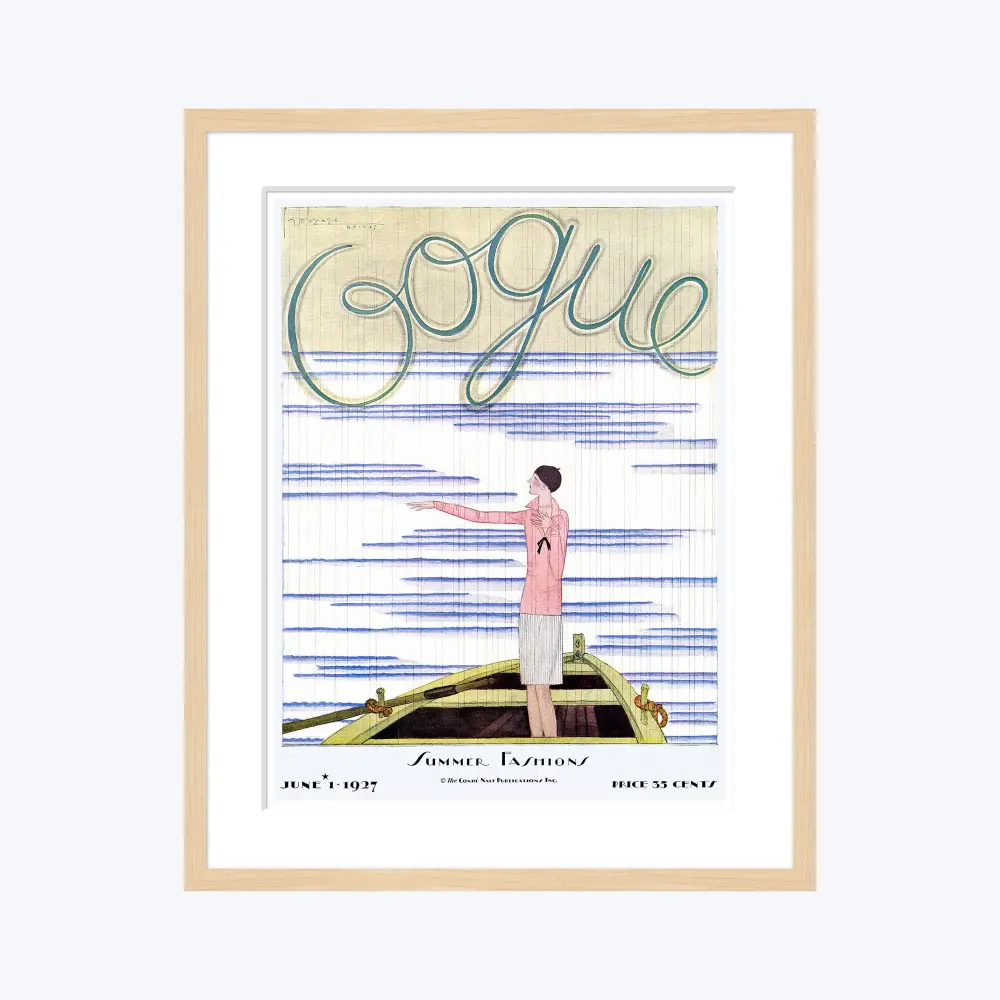 Vintage Vogue Cover, "Woman Rowboat", Georges Lepape