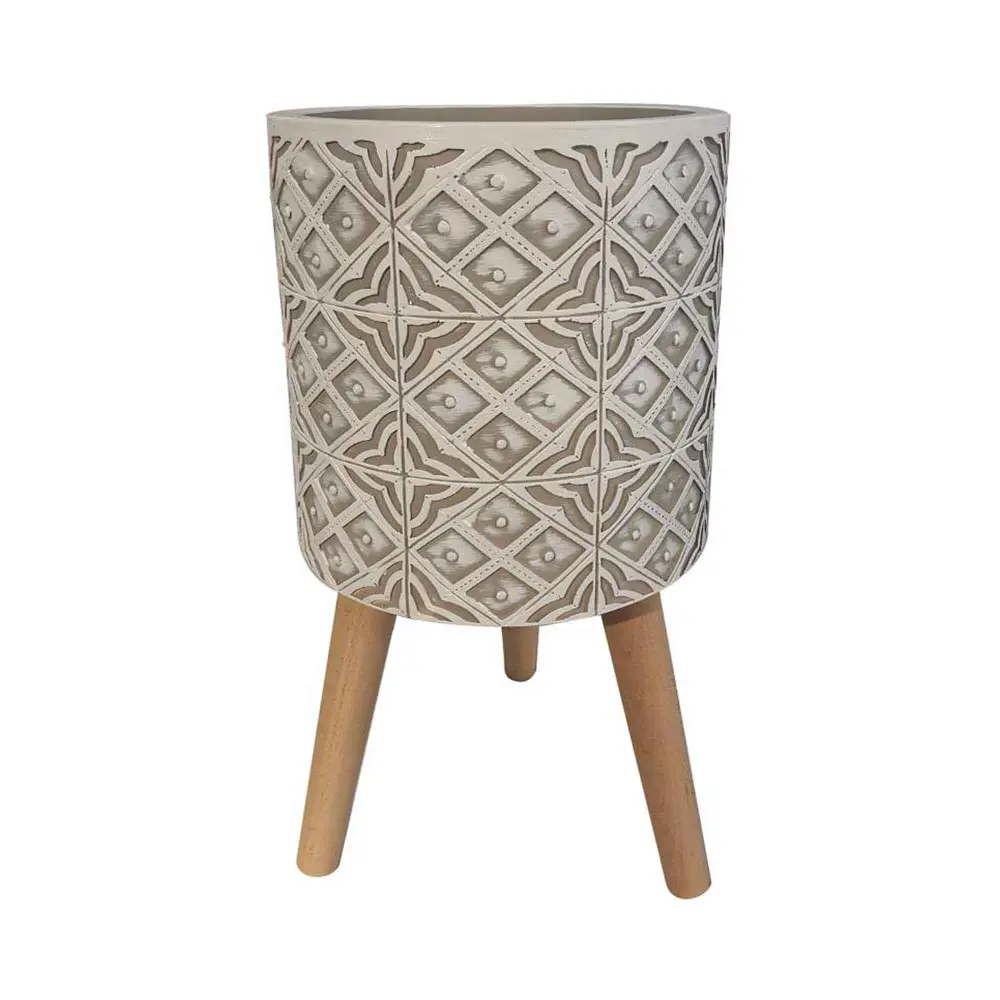 Cover Pot on Leg Polyresin, 12'' x 22"