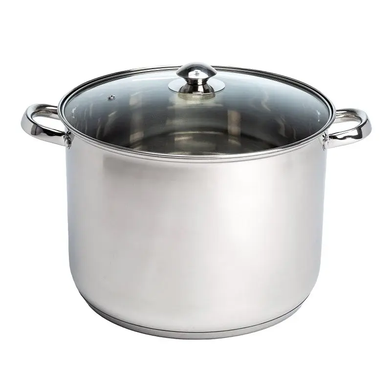 Ecolution Pure Intentions Series ESTL-4516 Stock Pot Tempered Glass Lid, 16 qt Capacity, Stainless Metal