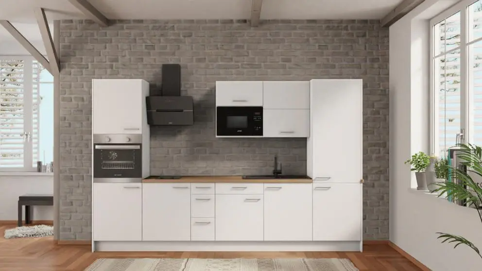 nobilia kitchen Dormagen 330 cm white dull prices oak Sierra cheap buy from factory