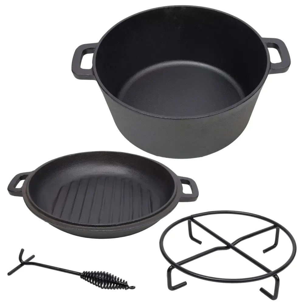 Pre-Seasoned 3 1 Cast Dutch Oven Skillet Lid, 5 Quart - Midnight