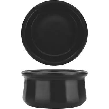 International Tableware Bakeware Stoneware Coal Black Paneled Soup Crock (12oz), Black, Quantity: 12 pieces, SC-12-BC