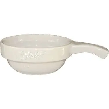 International Tableware Bakeware Stoneware Stackable Soup Crock Handle (8oz), American White (Ivory, Eggshell, Cream), Qua...