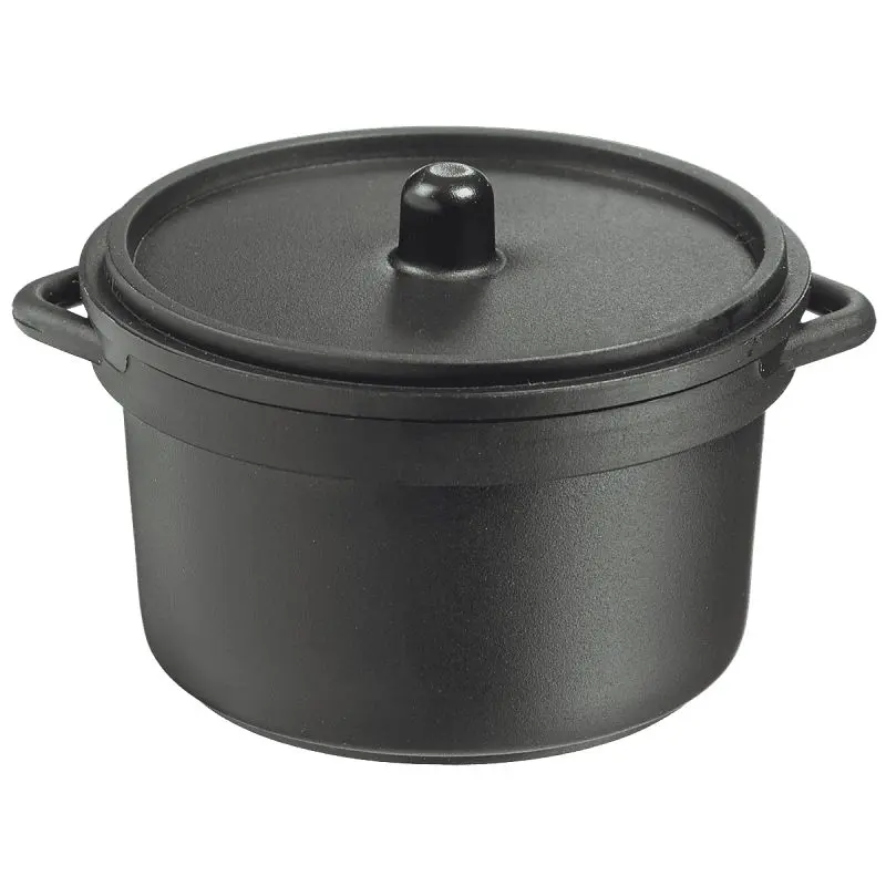 Solia Small Mini Cooking Pot 3 oz Lid Black, Case 300 Pieces, PS30390c