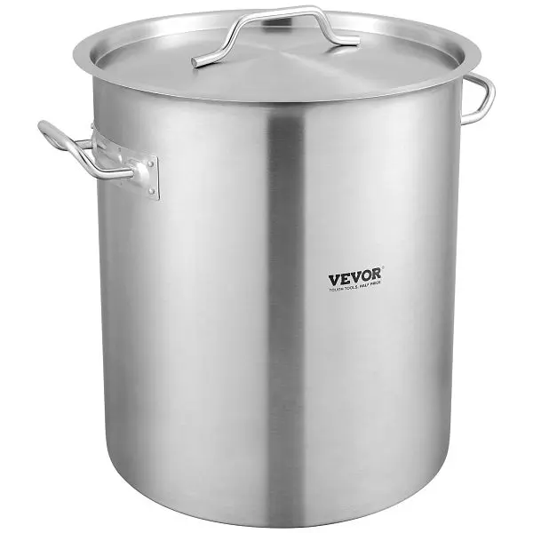 VEVOR Lightweight Stainless Mild Steel Stockpot, 42 Quart Large Cooking Pots, Cookware Sauce Pot Strainer, TGDDBX20142QT4Z...