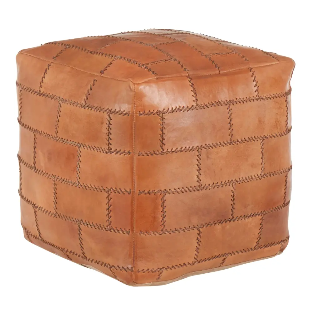 Carved Wood Cobbler - Industrial Pouf - Chestnut