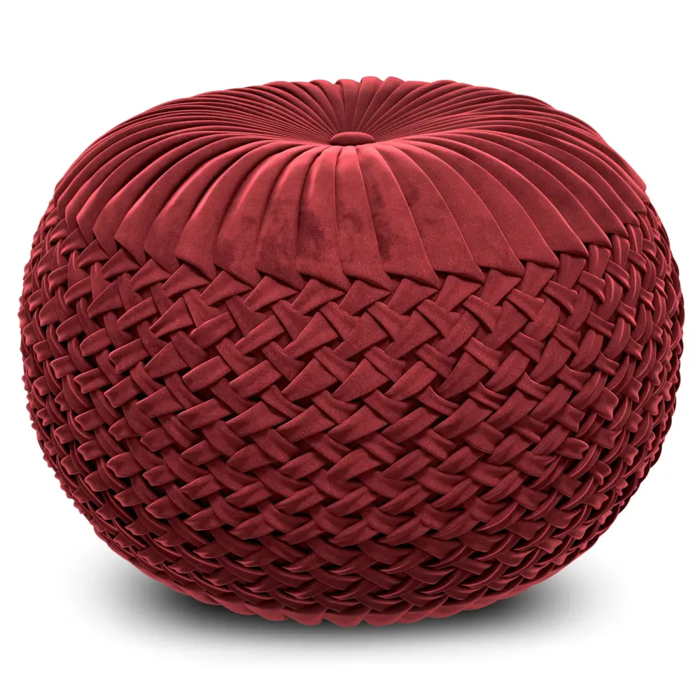 Carved Wood Grafton - Skillfully made Round Pouf