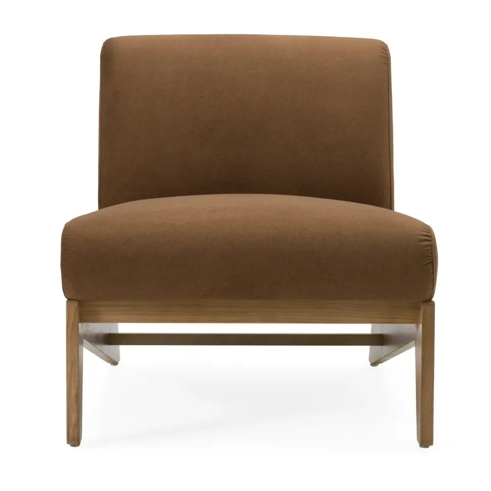 Divani Casa Vance - Modern Cocoa Fabric + Wood Accent Chair