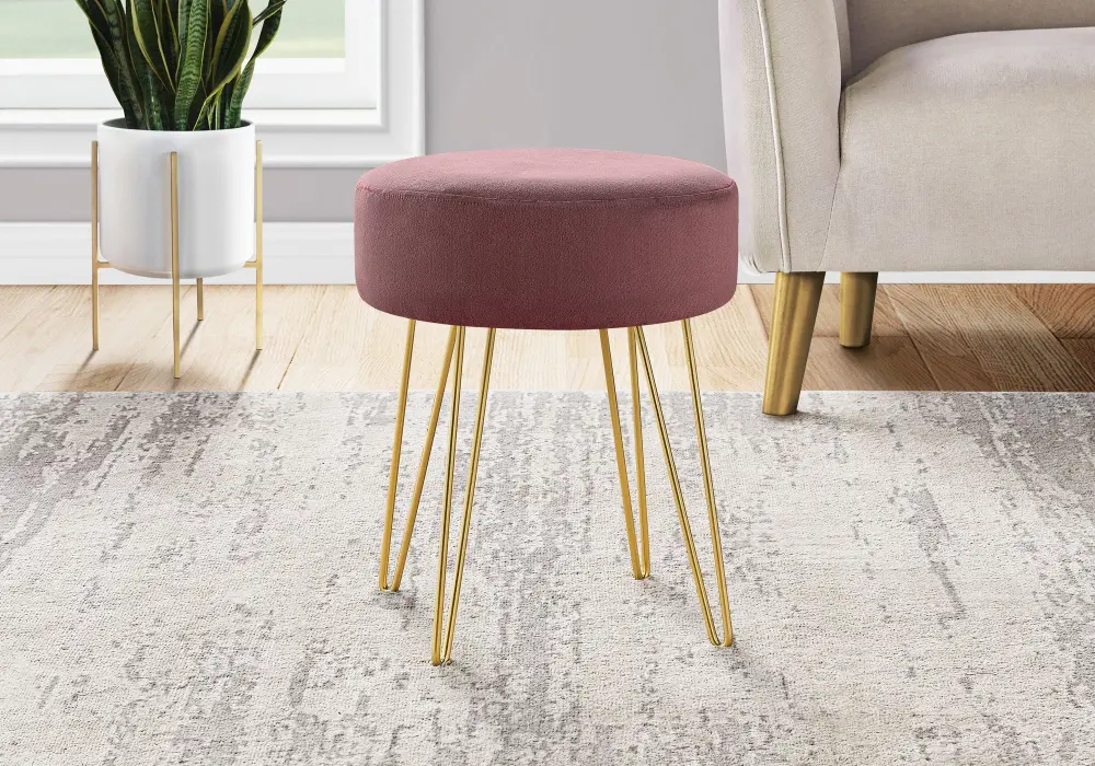 Hand-Woven Rattan Ottoman, Pouf, Footrest, Foot Stool, Round Alloy Legs, Contemporary, Modern