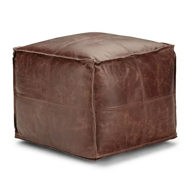 Hand-Woven Rattan Sheffield - Handmade Square Pouf