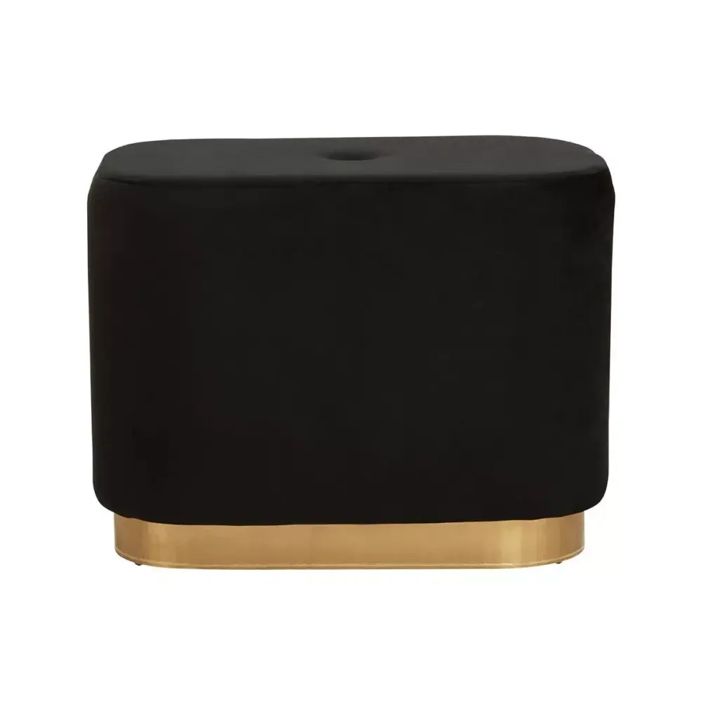 Hartford Matte Gold & Velvet Rectangular Pouffe - Black