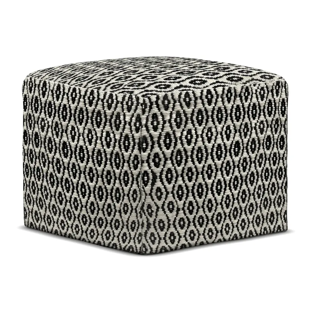 Kiana - Square Outdoor / Indoor Pouf - Black / Chalk