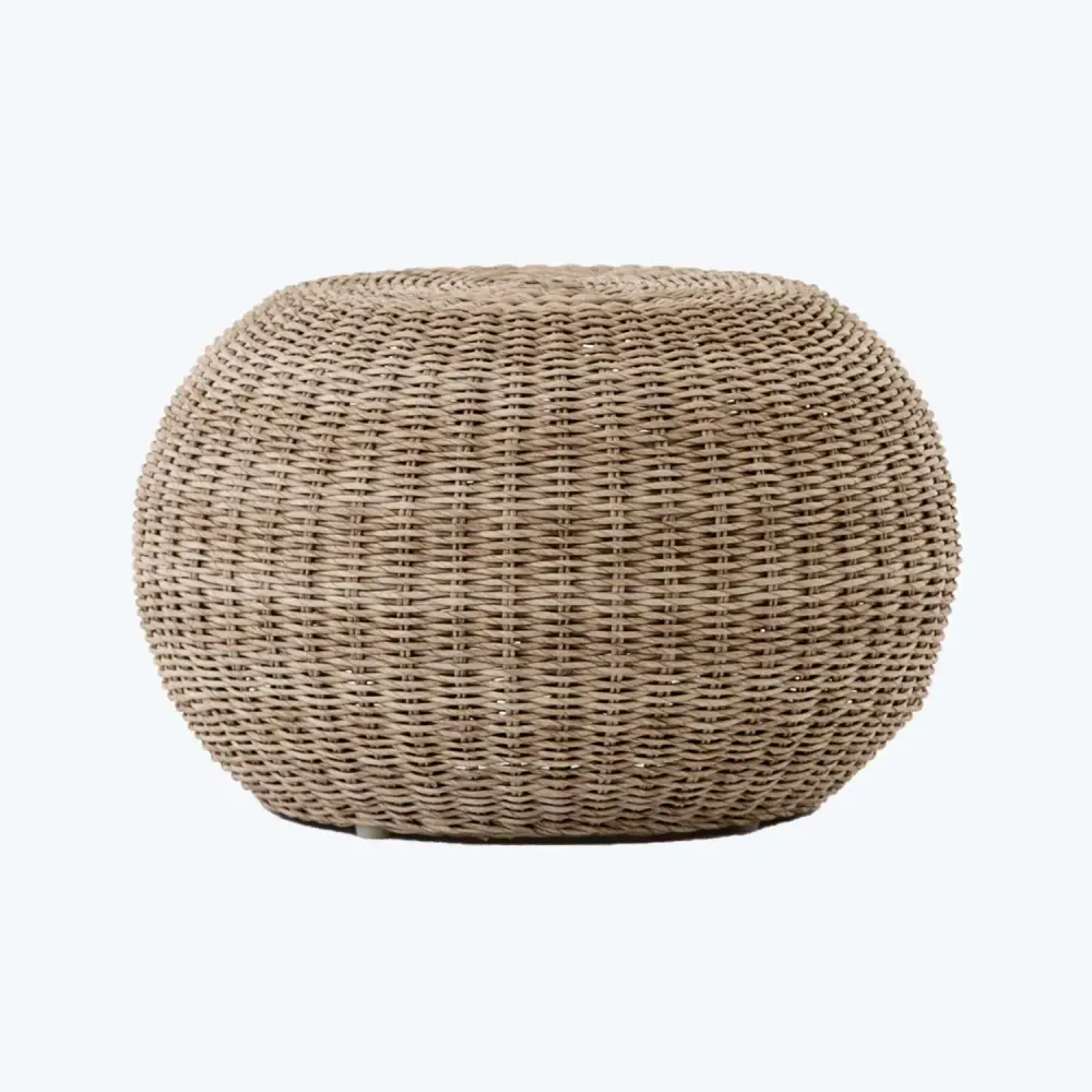 Mid-Century Modern Woven Outdoor Accent Stool