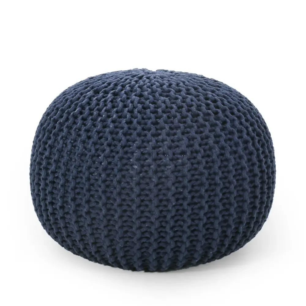 Multi-Tiered Bordeaux - Knitted Round Pouf Ottoman, Floor Cushion