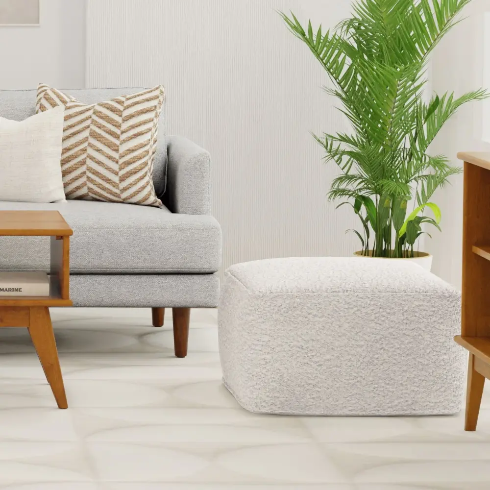 Multi-Tiered Chantal - Square Pouf - Ivory
