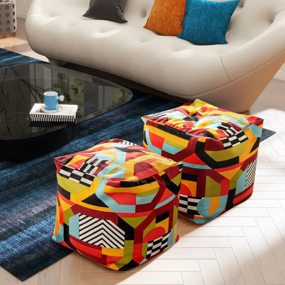 Pouf Luxurious Oversized Bean Bag Cube Ottoman Storage