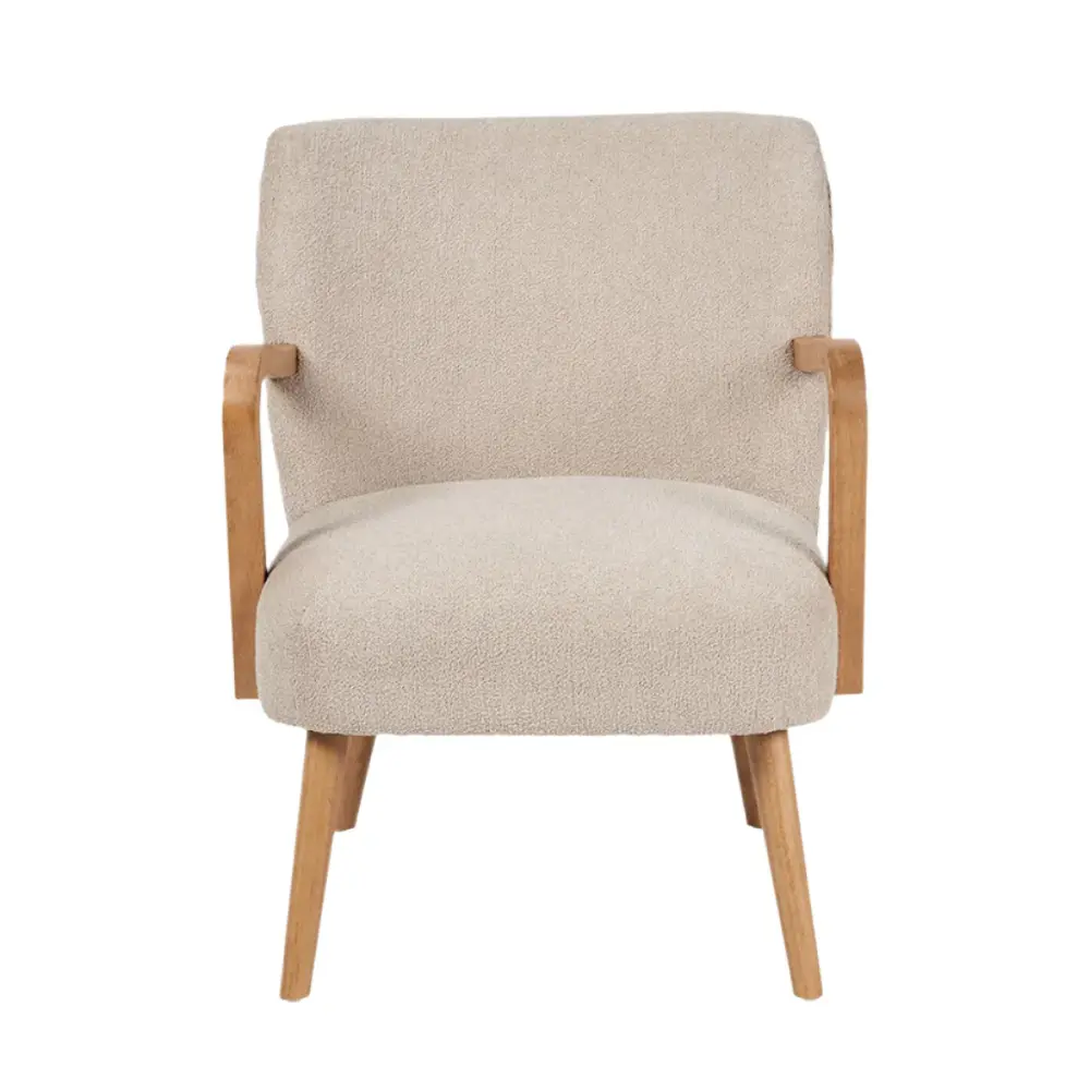 Solarno Teddy Fabric & Rubberized Wood Occasional Chair - Taupe