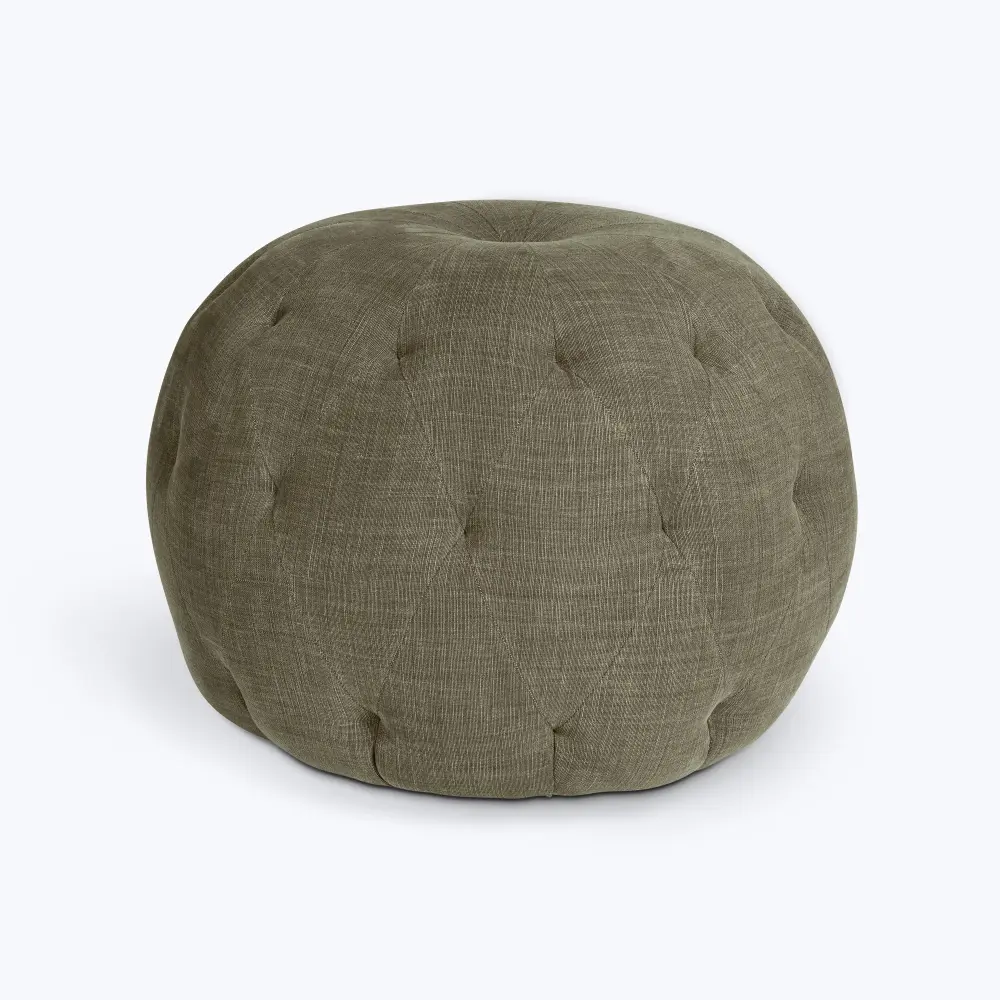 Solid Wood Tufted Pouf