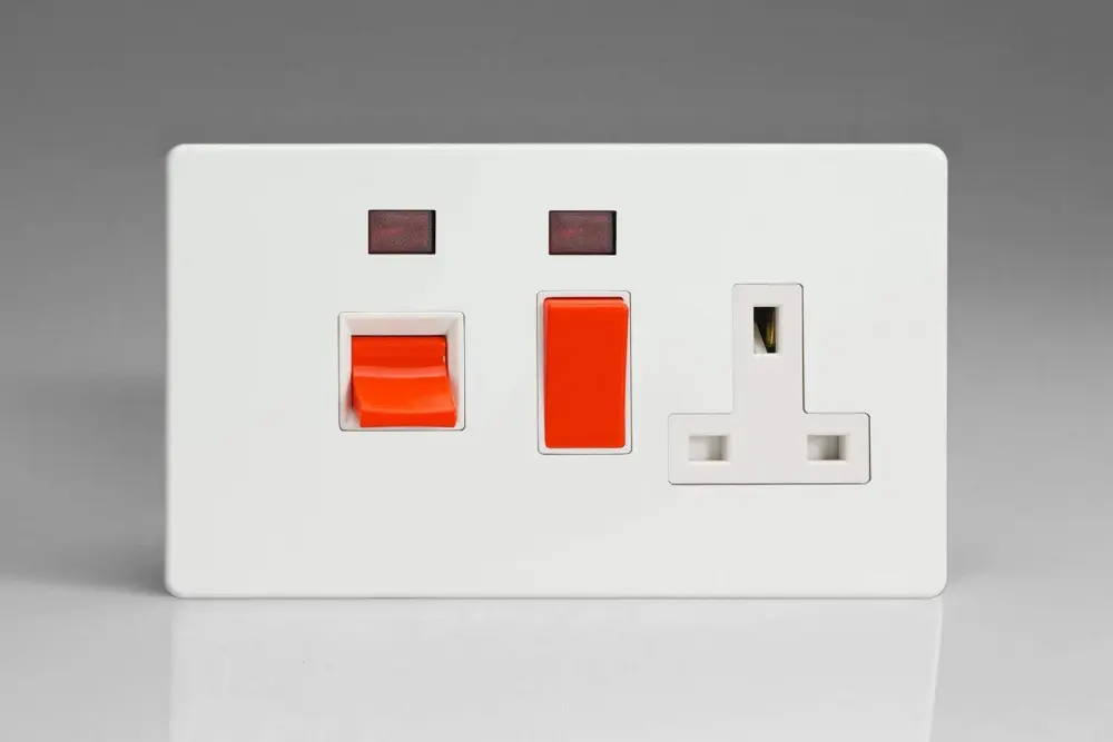 Varilight XDQ45PNWS Cooker Switch 45A & Socket Snow Pearl Nickel